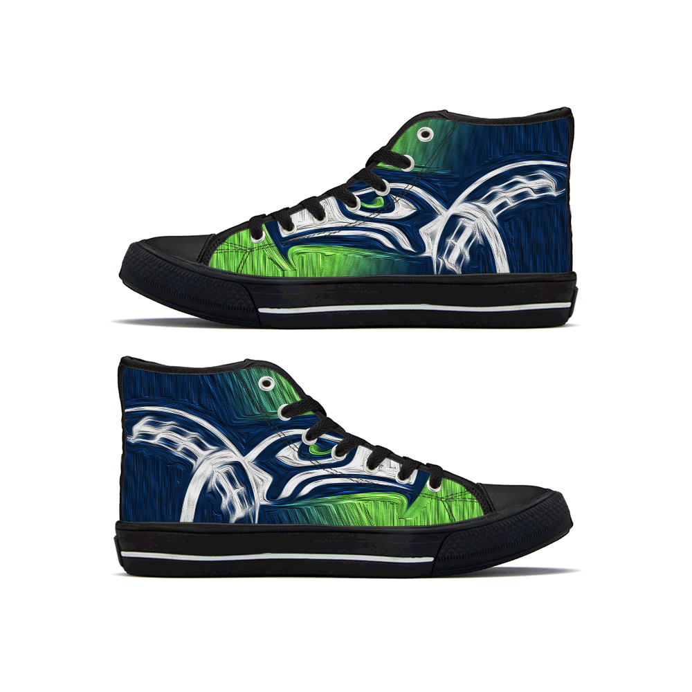 Women's Seattle Seahawks High Top Canvas Sneakers 002